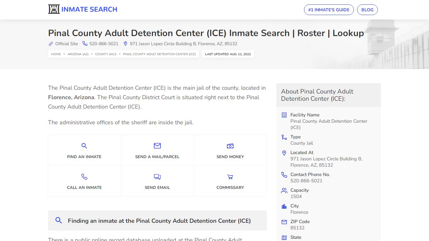 Pinal County Adult Detention Center (ICE) Inmate Search ...